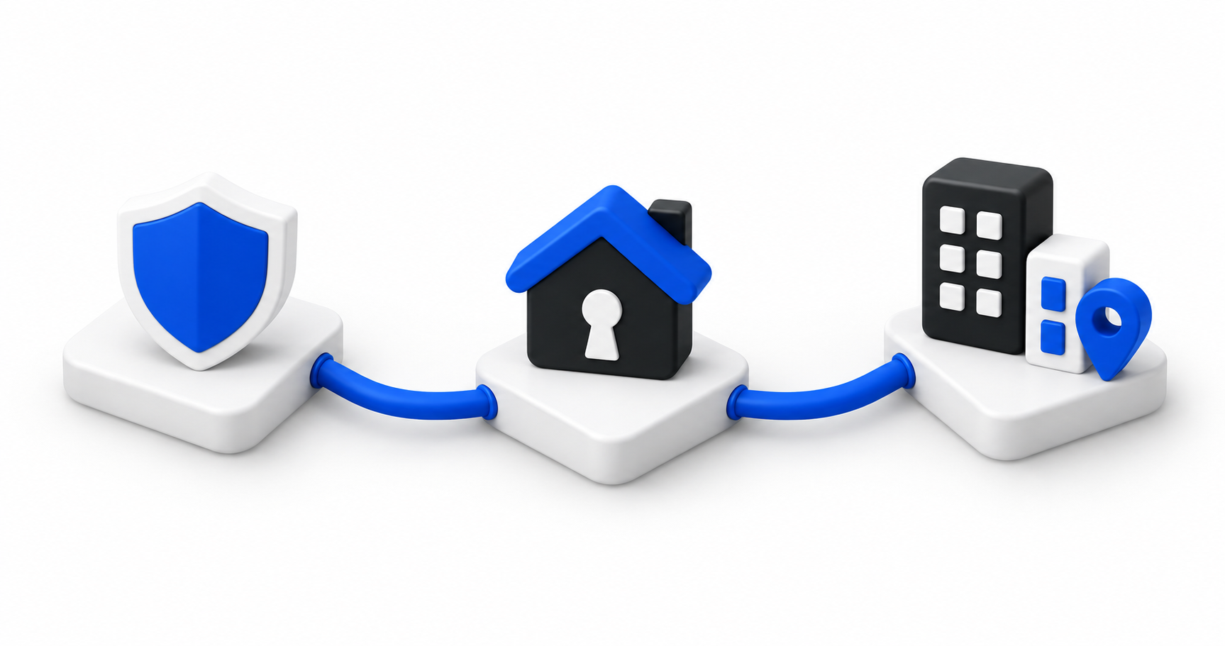 Connected symbols representing insurance, mortgage, and real estate professionals.